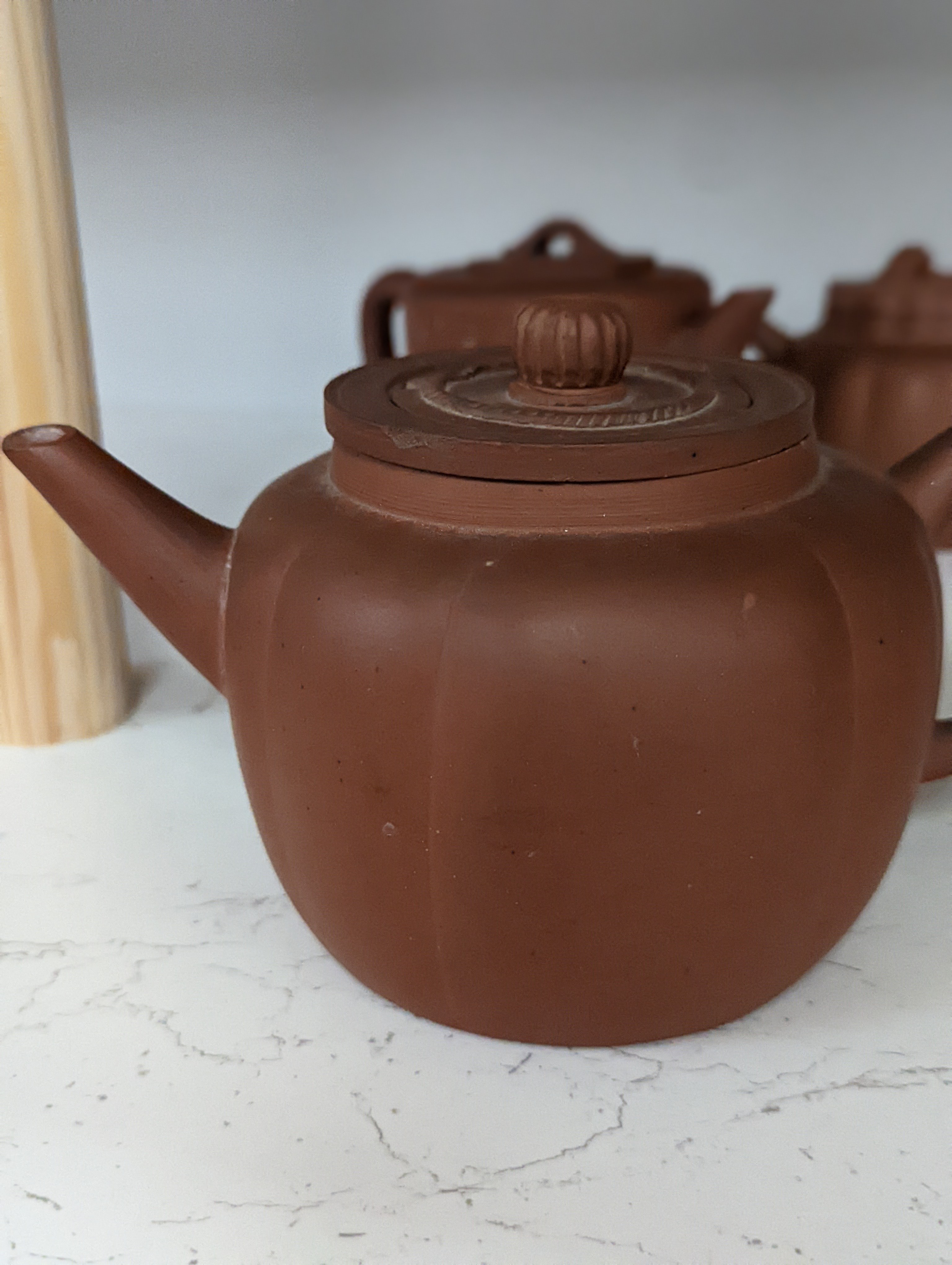 Six Chinese Yixing teapots, tallest 11cm